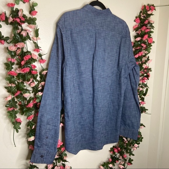 NWT Old Navy Mens Blue Slim Fit Button Up L Work Office Business Casual - Picture 5 of 9